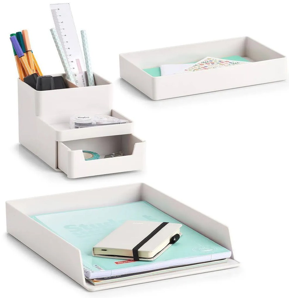 Zeller Present Plastový organizér na dokumenty, stohovateľný, UNTENSIL, biely