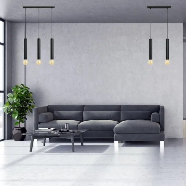 Luster na lanku TUBA 3xE27/15W/230V čierna
