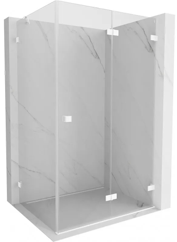 Mexen Lunar-F, sklápací sprchový kút pravý 90 x 80 cm, 8mm číre sklo, biely profil, 836-090-080-20-00-P