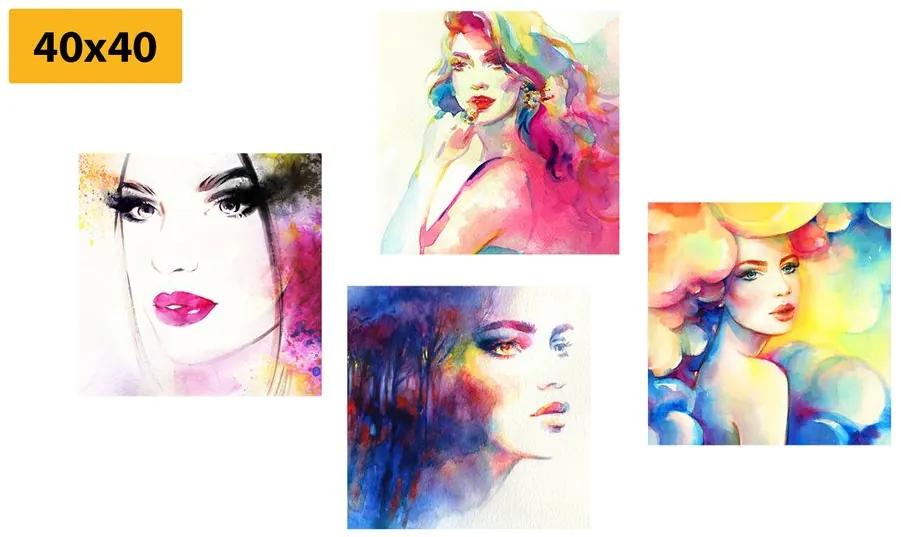 Set obrazov elegancia ženy vo farebnom prevedení Varianta: 4x 40x40