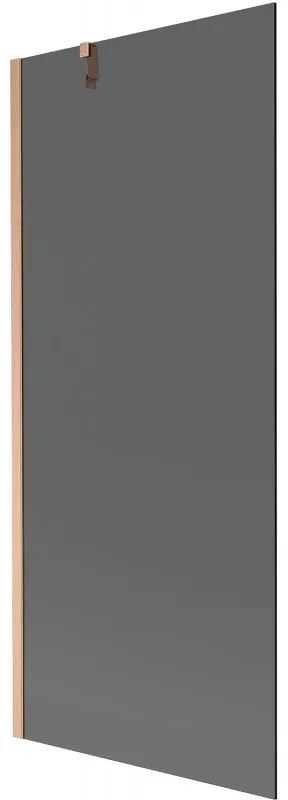 Mexen Next, 1-krídlová vaňová zástena 80 x 150 cm, 6mm šedé sklo, medená matná, 895-080-000-00-40-65