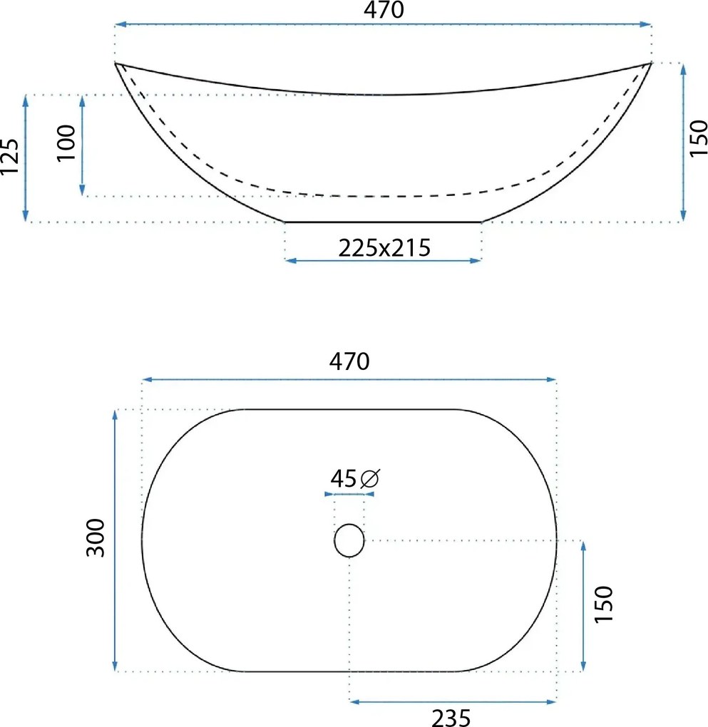 Keramické umývadlo na dosku REA ROYAL MINI AIAX SHINY 48x30,5 cm mramor