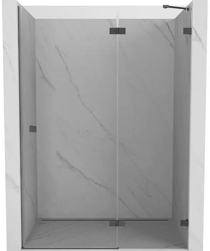 Mexen, Mexen Lunar pravé otočné sprchové dvere 130 cm, transparentné, pištoľový kov - 834-130-000-95-00-P