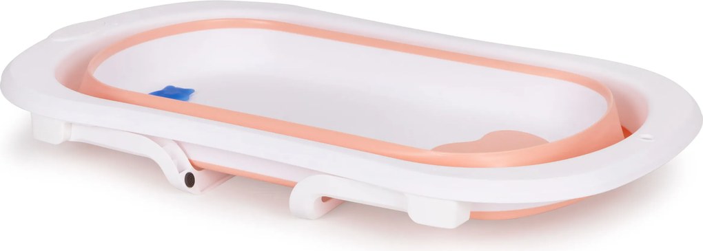 Skladacia detská vaňa ECOTOYS 0–12 m., cestovná, s odtokom a indikátorom teploty, ružová