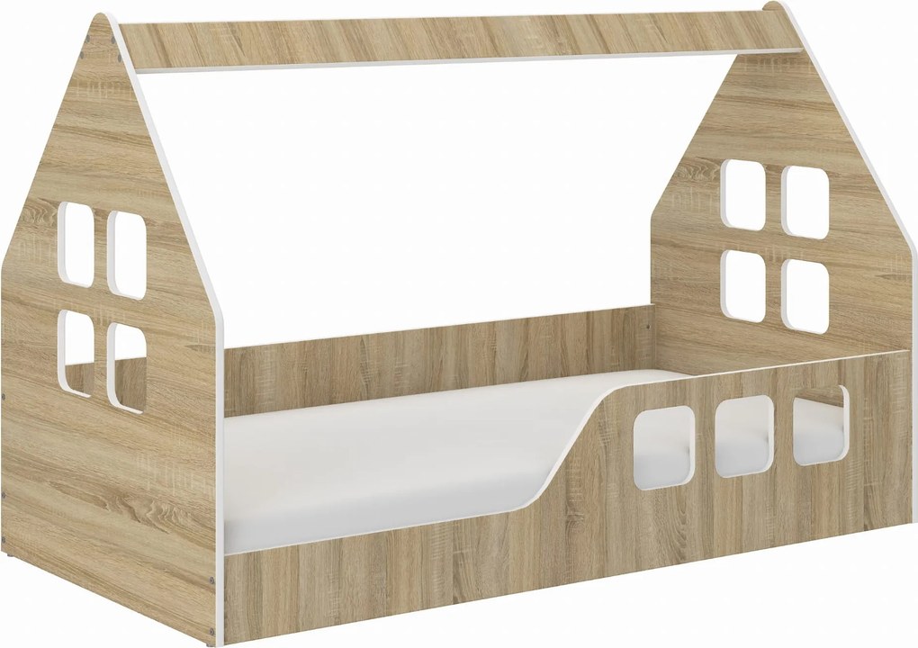 Wooden Toys Detská posteľ Nízky DOMČEK SONOMA 160x80 Montessori  PRAVÁ