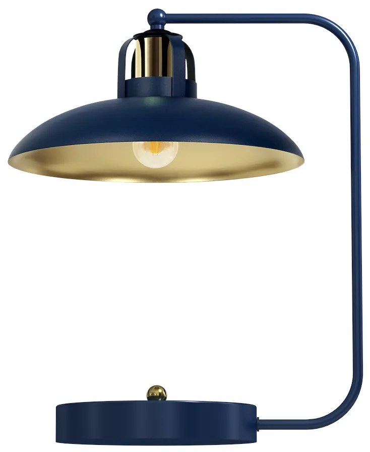 Stolná lampa Felix, 1x zlaté/tmavomodré kovové tienidlo, db/g