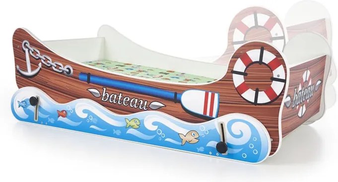 MAXMAX Detská posteľ námornícka LOĎ 140x70 cm + MATRACE