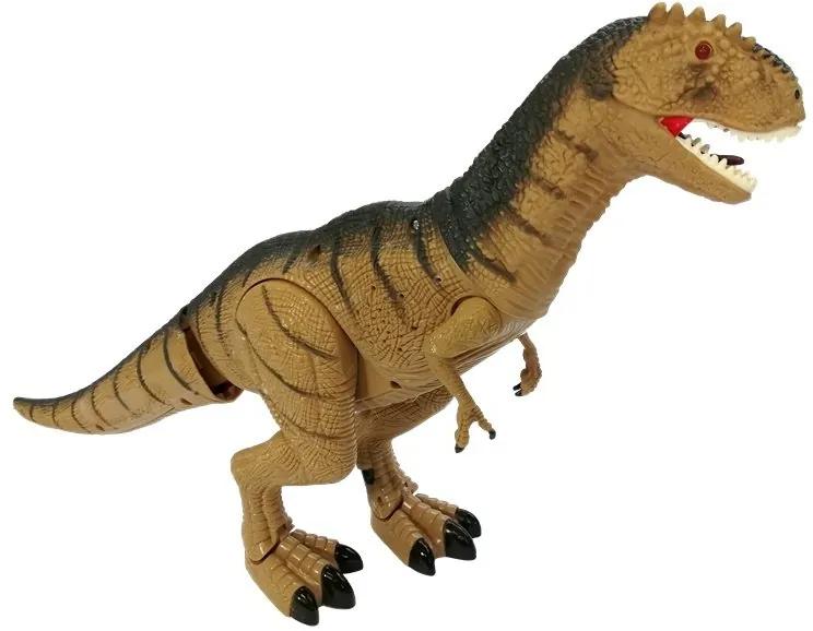 LEAN TOYS Interaktívny dinosaurus na batérie - hnedý