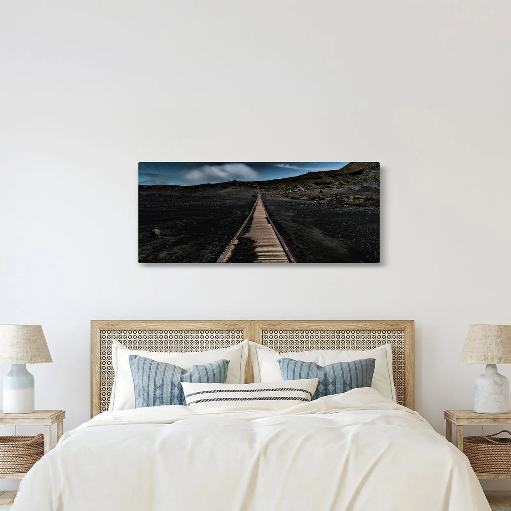 Obraz drevenej cesty za súmraku (120x50 cm)