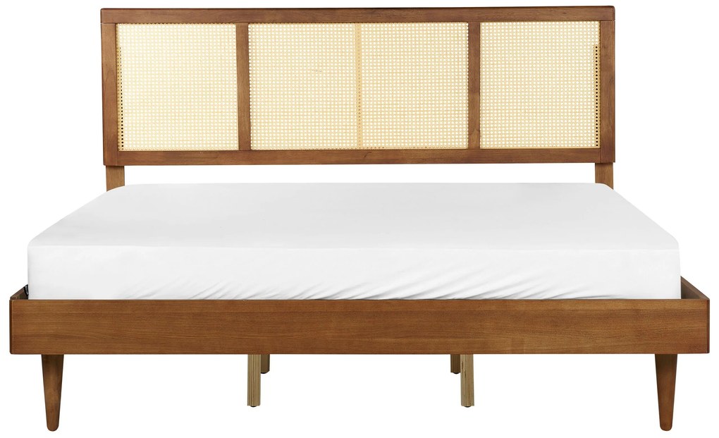 LED drevená posteľ 180 x 200 cm svetlé drevo AURAY Beliani