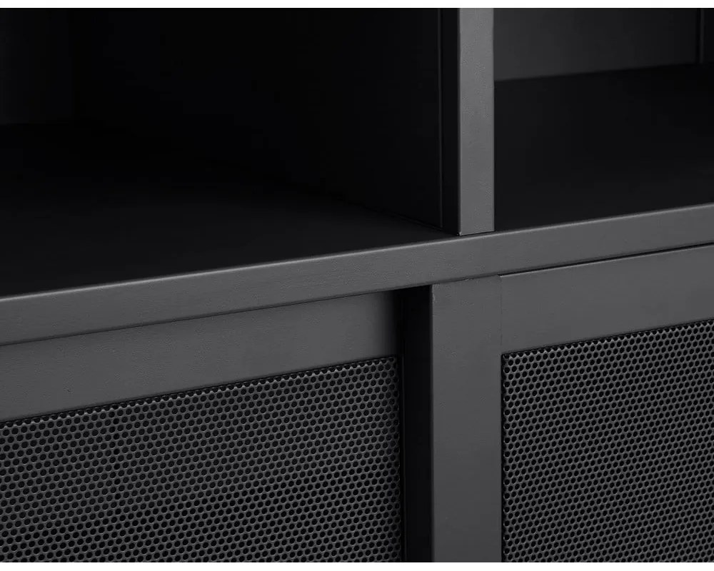 Čierna kovová skrinka s posuvnými dverami 90x140x40 cm Veep – Unique Furniture