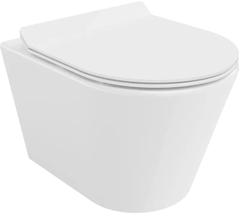 Mexen Rico závesné wc Rimless s toaletným sedátkom Slim z duroplastu, biela - 30720100