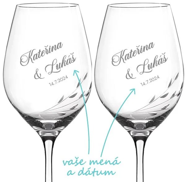 Svadobné poháre na víno Brúsené vetvičky 2 ks