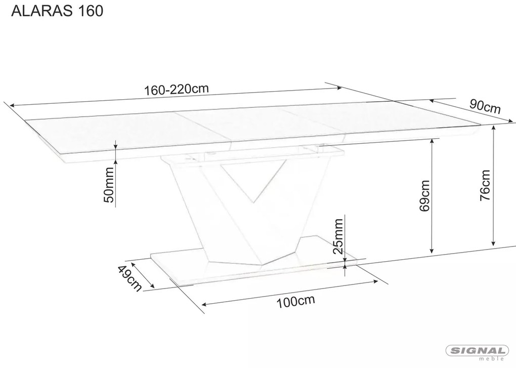 Rozkládací jídelní stůl Alaras III 160/220 cm bílý