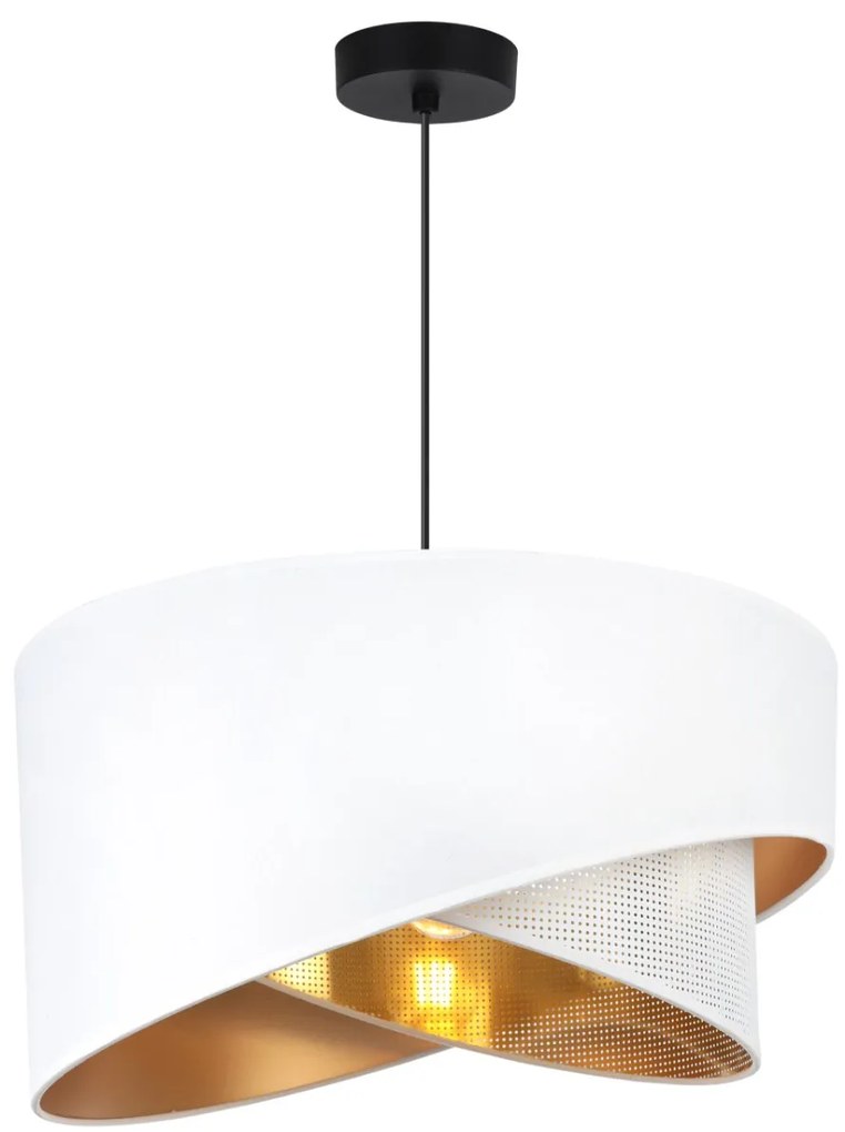 Závesné svietidlo Asti Duo, 1x PVC/biele textilné tienidlo, (fi 45cm), g, b
