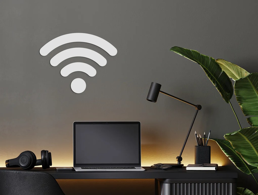drevko Nálepka Wifi na stenu Rozmer obrazu: 25,5 x 32,5 cm, Farba dekorácie: Čierna