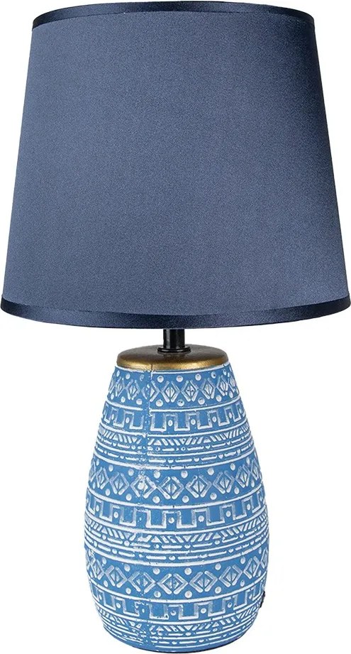 Modrá stolná lampa s keramickou základňou Etnie - Ø 20*35 cm E27/max 1*60W