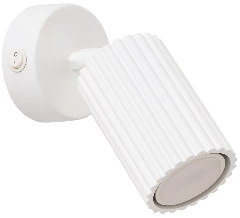 Bodové svietidlo Karbon, 1x biele kovové tienidlo, (možnosť polohovania), vypínač