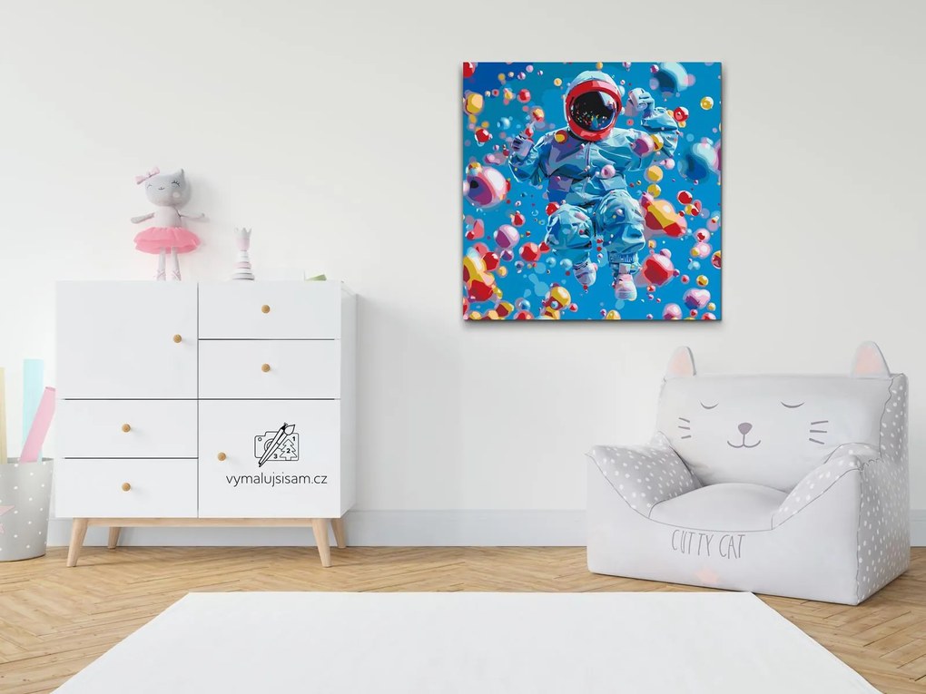 Gario Maľovanie podľa čísel Abstraktný astronaut Rozmery: 50 x 50 cm, Rámovanie: Iba zrolované plátno