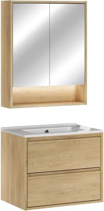Koupelnová sestava Viola se zápustným umyvadlem a zrcadlem 60 cm dub cremona