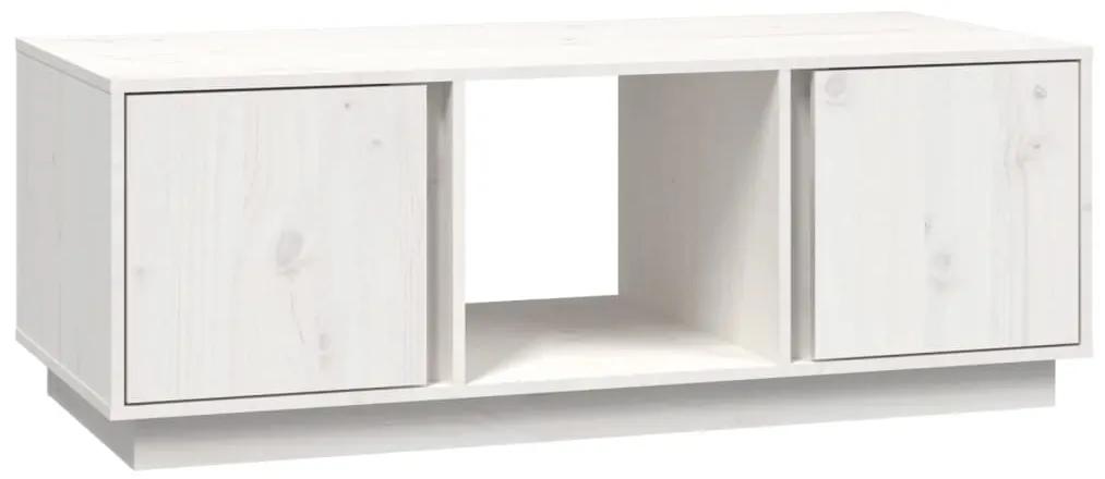 vidaXL Konferenčný stolík biely 110x50x40 cm borovicový masív