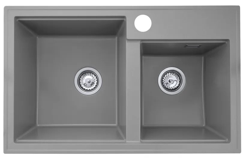 Gamma Modern 8020, 2-komorový granitový drez 795x495x210 mm, šedá, GMA-KAT00048