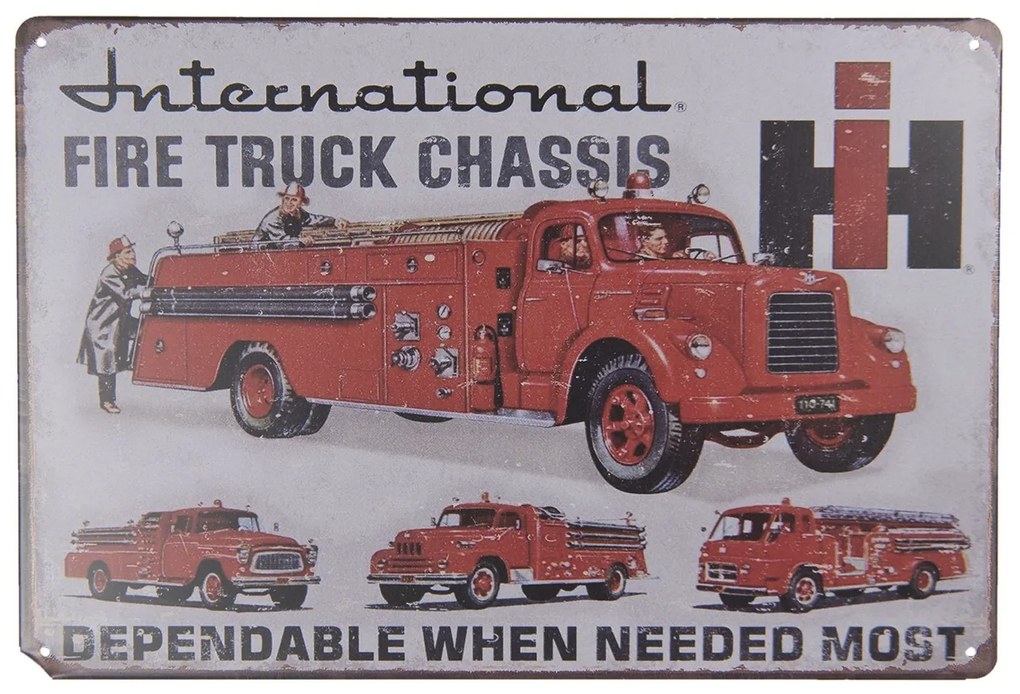 Kovová nástenná cedule Fire Truck - 30 * 20 cm