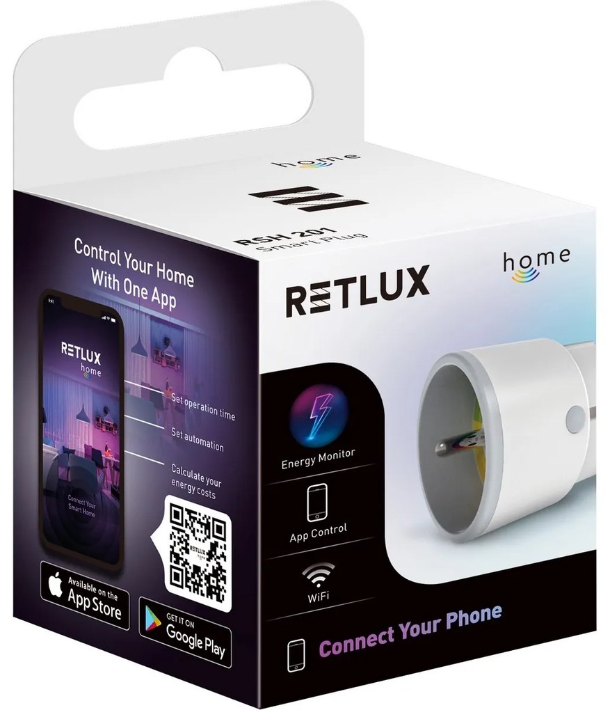 Retlux RSH 201 Inteligentná zásuvka s Wi-Fi a Bluetooth pripojením