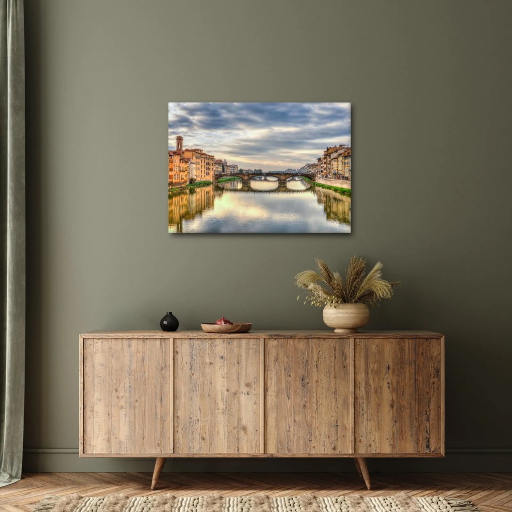 Obraz mesta s riekou (70x50 cm)