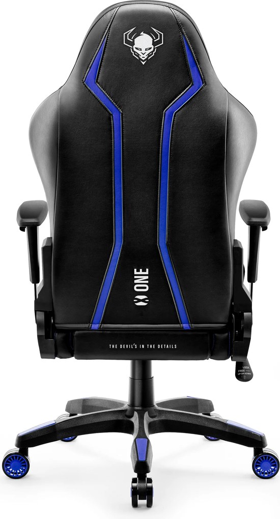 Herné kreslo z eko-kože Normal Size, čierny-modrý: Diablo X-One 2.0