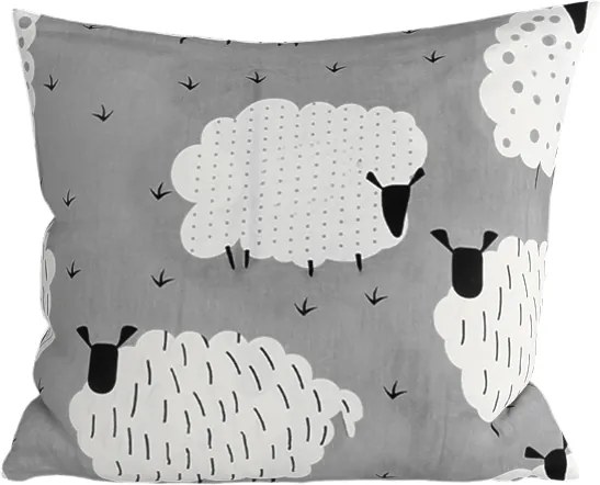 Bavlnená obliečka na vankúš SHEEP POLY 45x45 cm, sivá