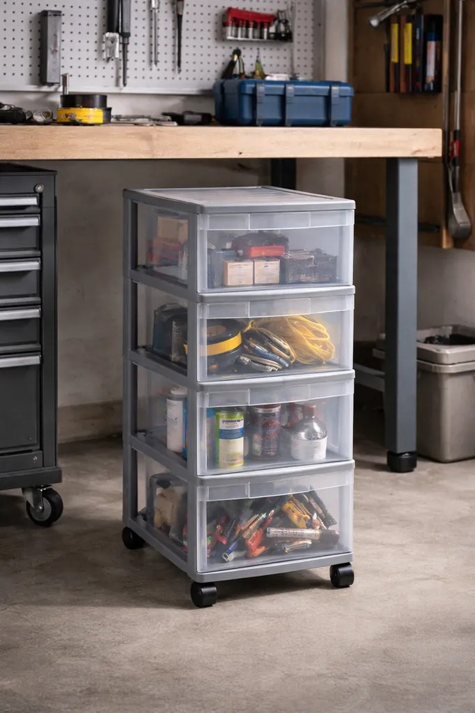 SUNDIS Úložný box so 4 zásuvkami, antracit, OFFICEMIX - MAXI