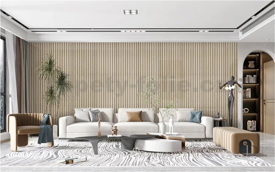 Samolepiace panely na stenu TPL0000009, cena za kus, rozmer 270 cm x 48,5 cm, lamely svetlo hnedé , IMPOL TRADE