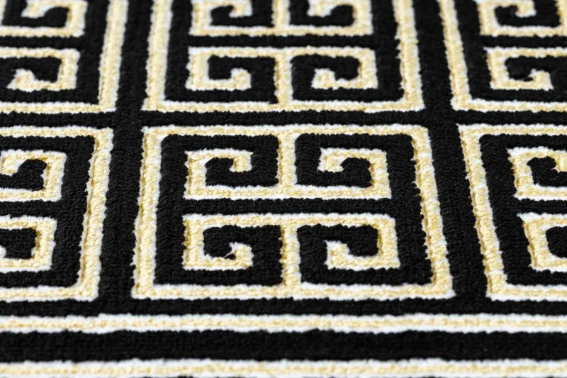 Dywany Łuszczów, Koberec behúň Gloss 6776 86 greek black/gold, 60x300, žltá, kancelária