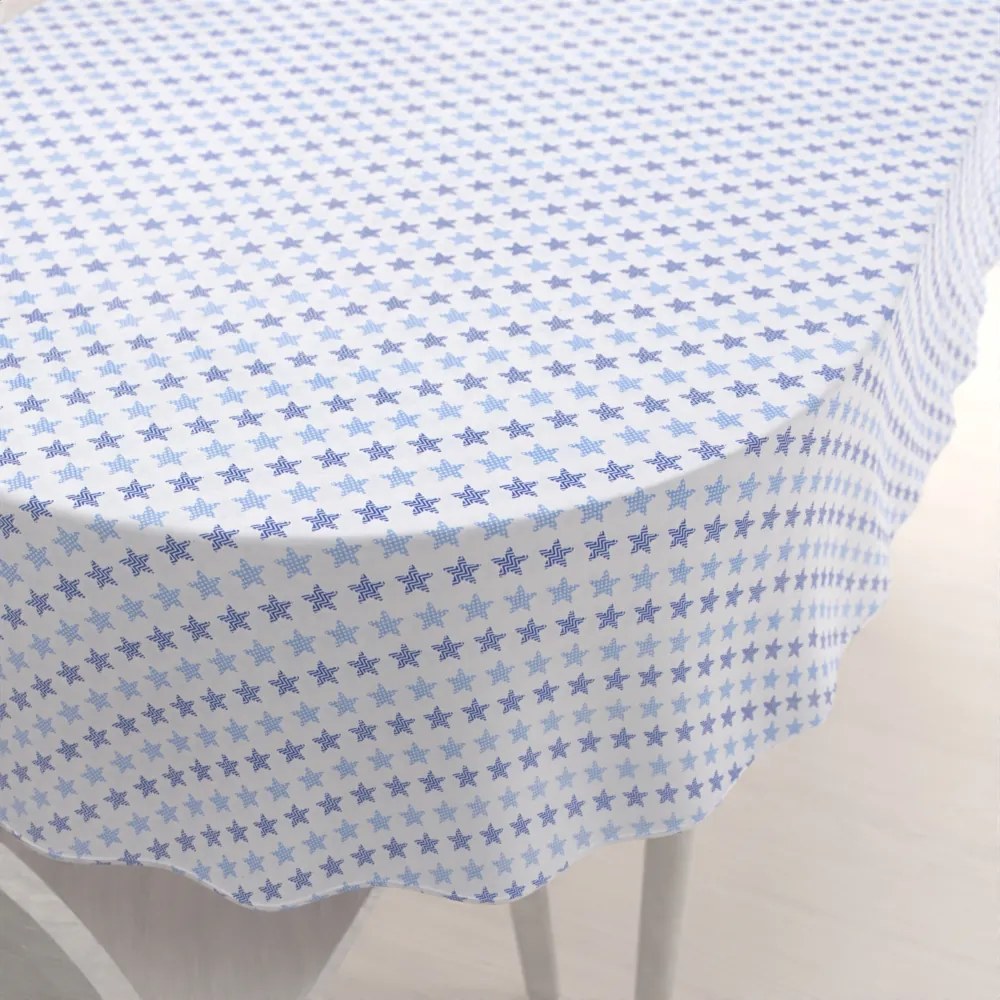 Biante Bavlnený oválny obrus Sandra SA-266 Modré hviezdičky na bielom 130x220 cm