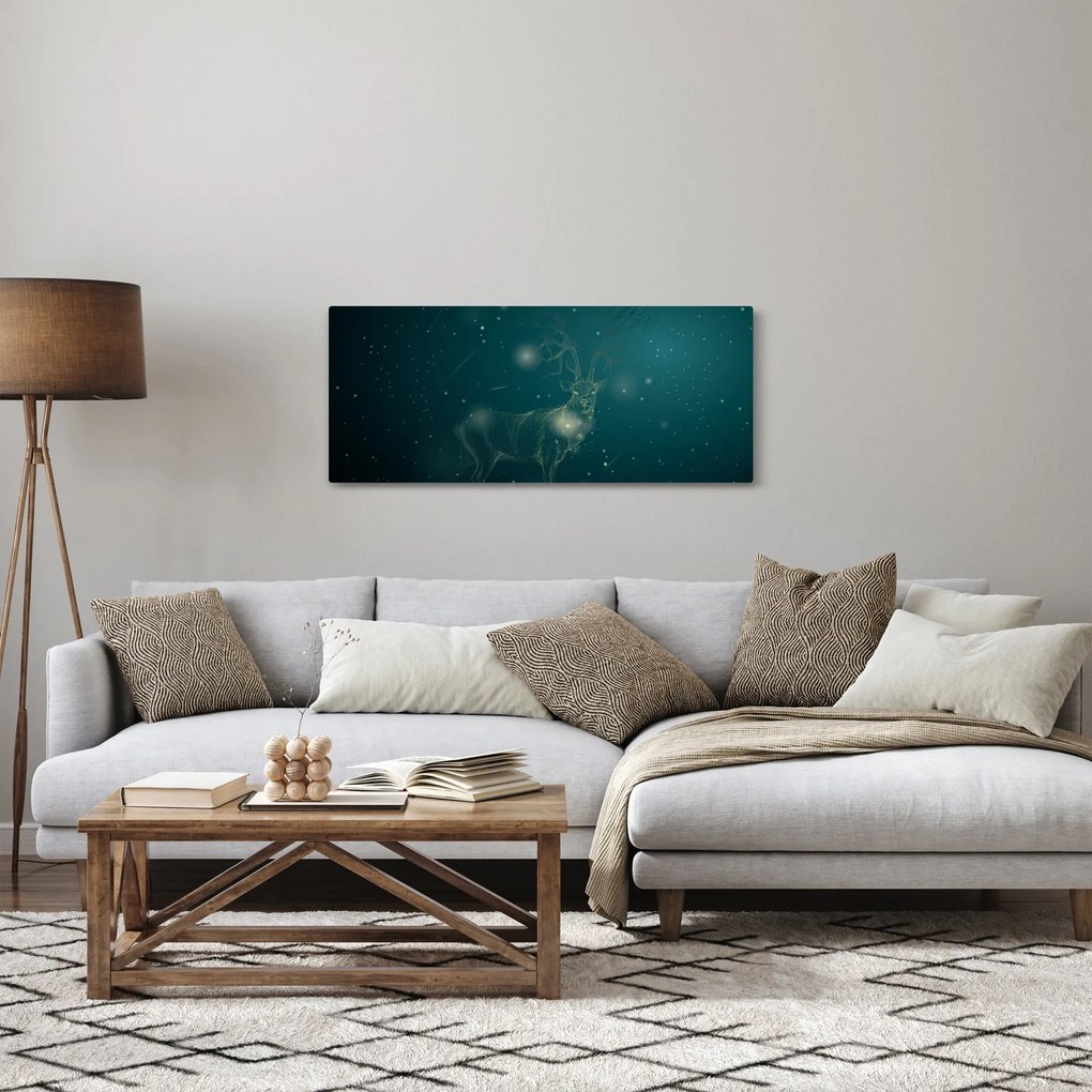 Obraz - Magický jeleň v noci (120x50 cm)