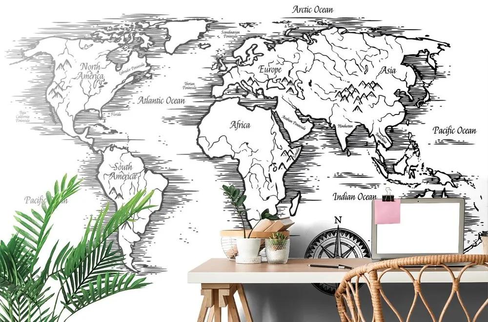 Samolepiaca tapeta mapa sveta v nádhernom prevedení - 150x100