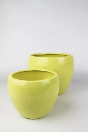 Žltý keramický klasický kvetináč 18 cm