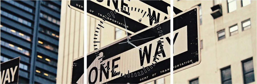 Obraz - New York ONE WAY (s hodinami) (90x30 cm)