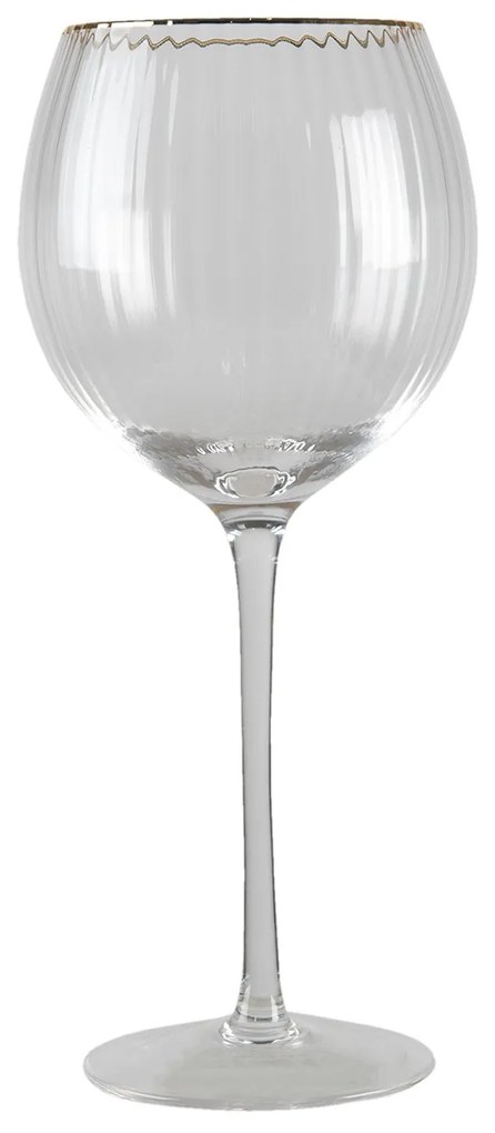 Poháre na víno s vrúbkovaním a zlatou linkou Pim - Ø10*22 cm / 500ml