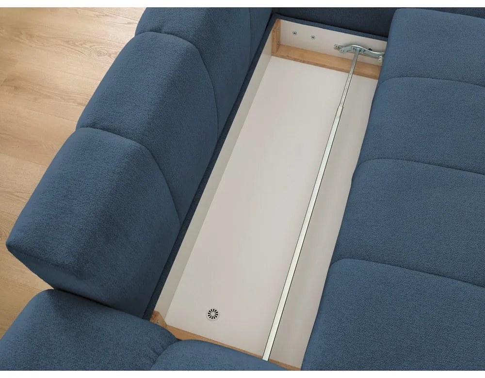 Tmavomodrá ženilková rozkladacia/s úložným priestorom rohová pohovka (pravý roh/s leňoškou) Everest – Bobochic Paris