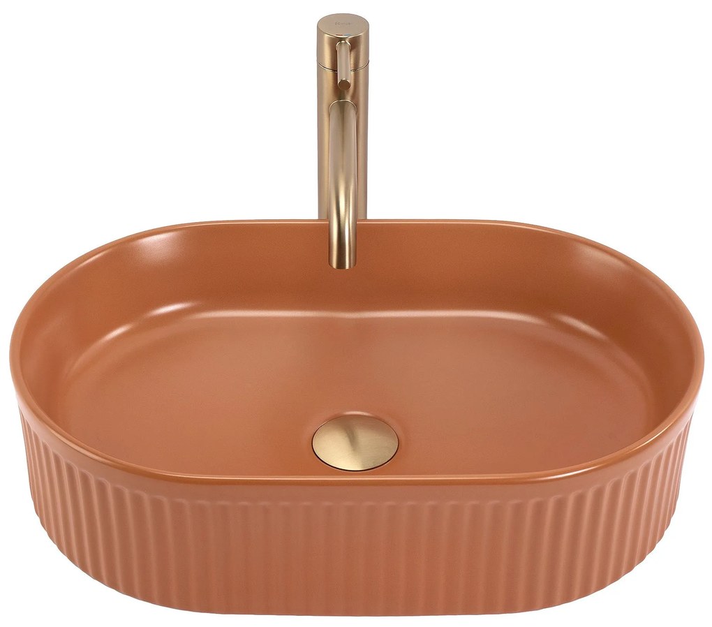 Rea Vanda, umývadlo na dosku 490x310x130 mm, oranžová matná, REA-U6377