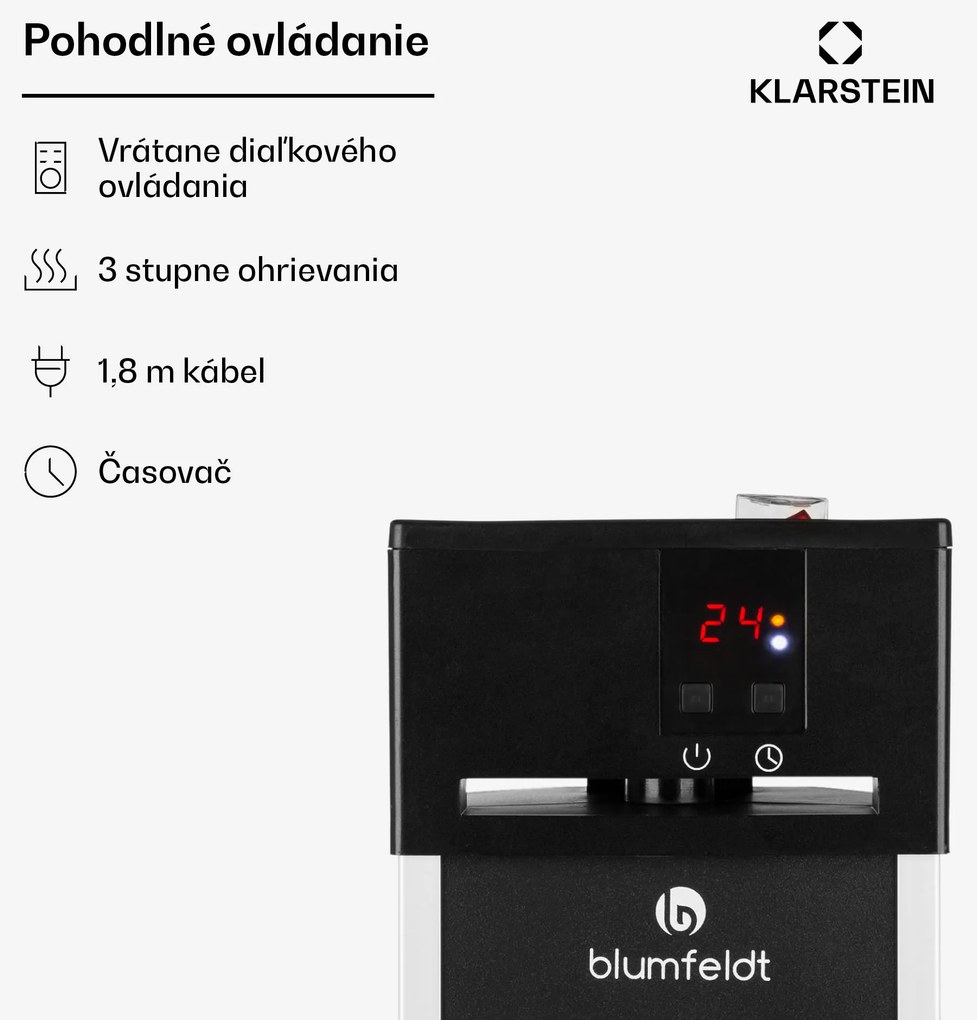 Blumfeldt Heat Guru, infračervený ohrievač, 2000 W, 3 stupne ohrevu, stojanový, diaľkové ovládanie, strieborný