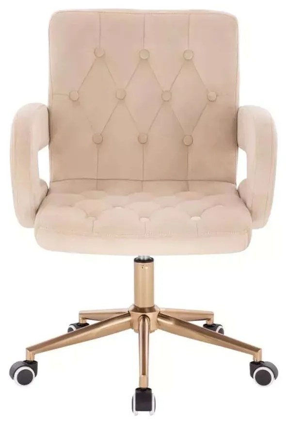 LuxuryForm DESIGN Stolička BOSTON VELUR na zlatej podstave s kolieskami - krémová