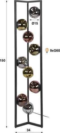 Stojaca lampa 74-47 Stellar 9L Multicolour Glass - Komfort-nábytok
