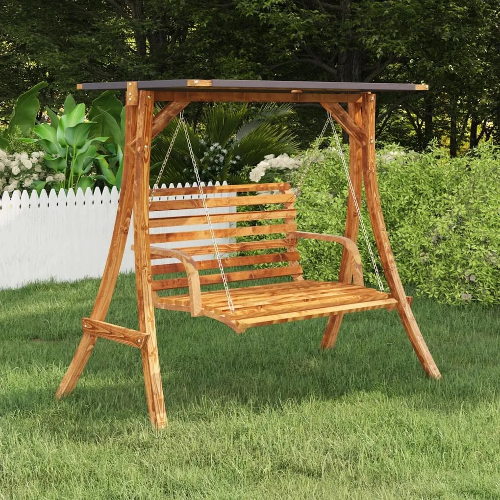 vidaXL Rám hojdačky+antracitová strieška, ohýbaný masív, tíkový povrch