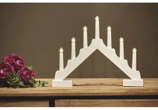 LED Vianočný svietnik 7xLED/2xAA biela