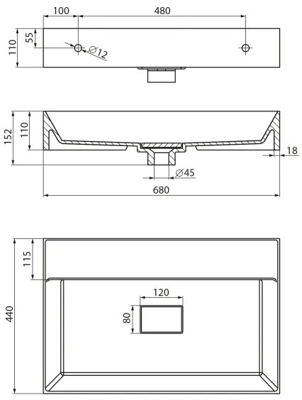 Sapho - Závesné umývadlo GODIVA 68x44 cm mramor/biela