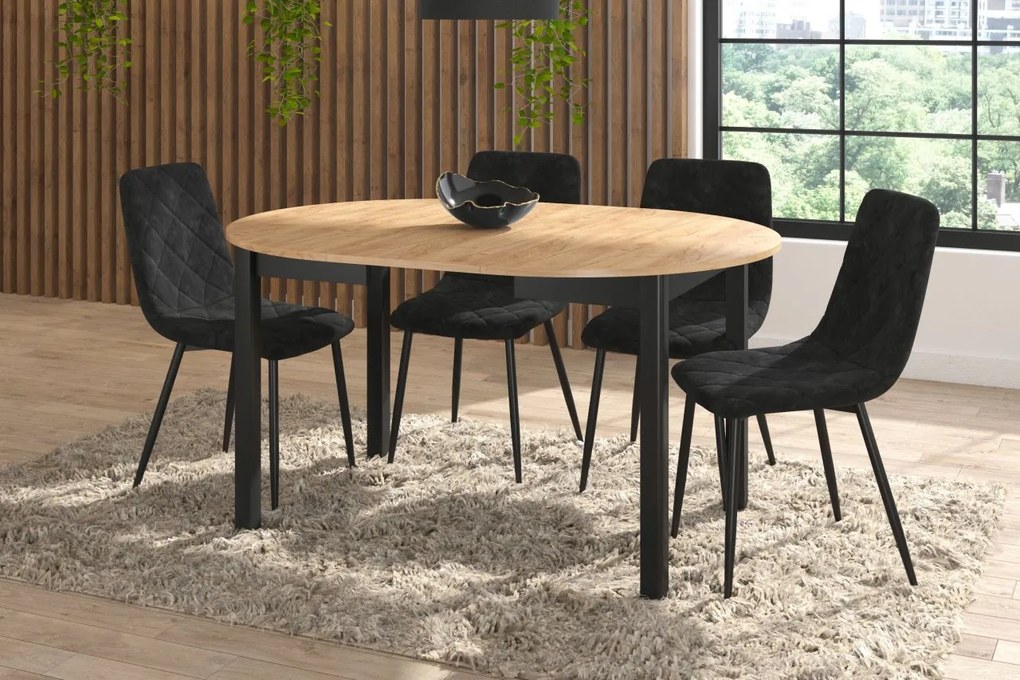 Vintino Jedálenský stôl ASTRON  102–144 cm – dub zlatý craft / čierna