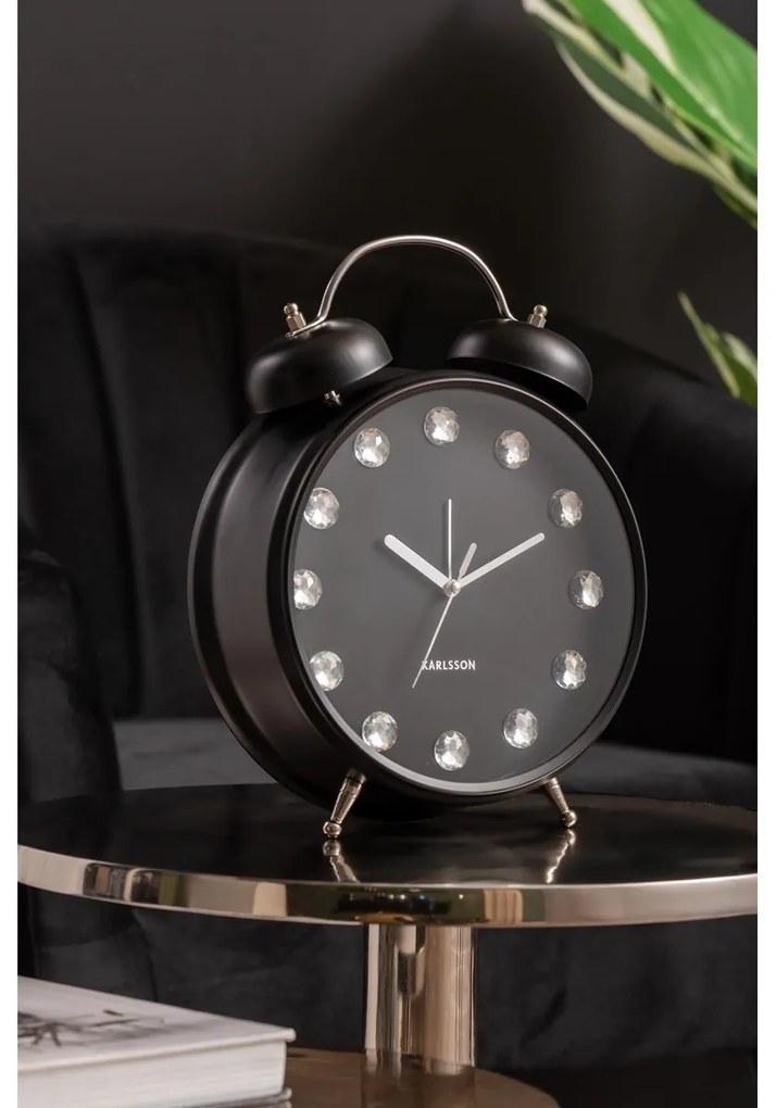Karlsson 6019BK dizajnové stolné hodiny/budík čierna, pr.. 30 cm